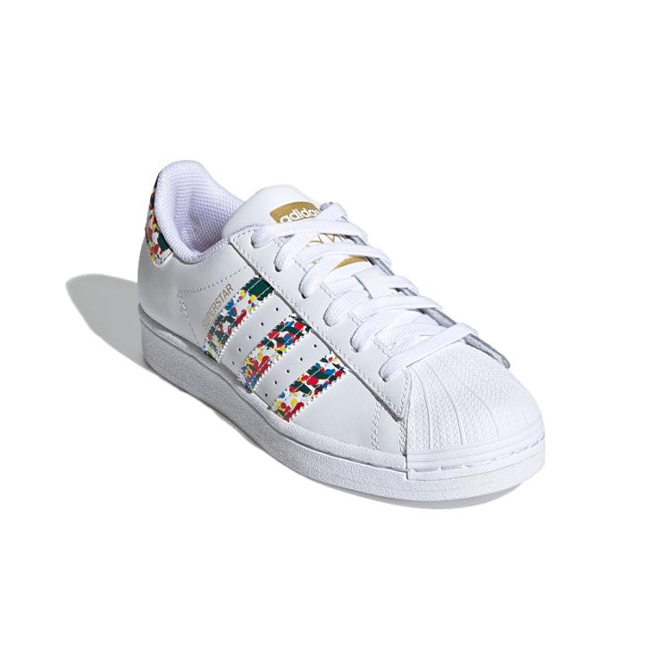 adidas Originals Superstar J Print Low Top Kids' Skateboarding Shoes White Teenagers FY9828