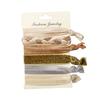6PCS/pack Hair Tie Ponytail Holders Twist Yoga Ribbon Elastic Bands Hair Accessories Bracelet Elastic Metal Color Hair Bands