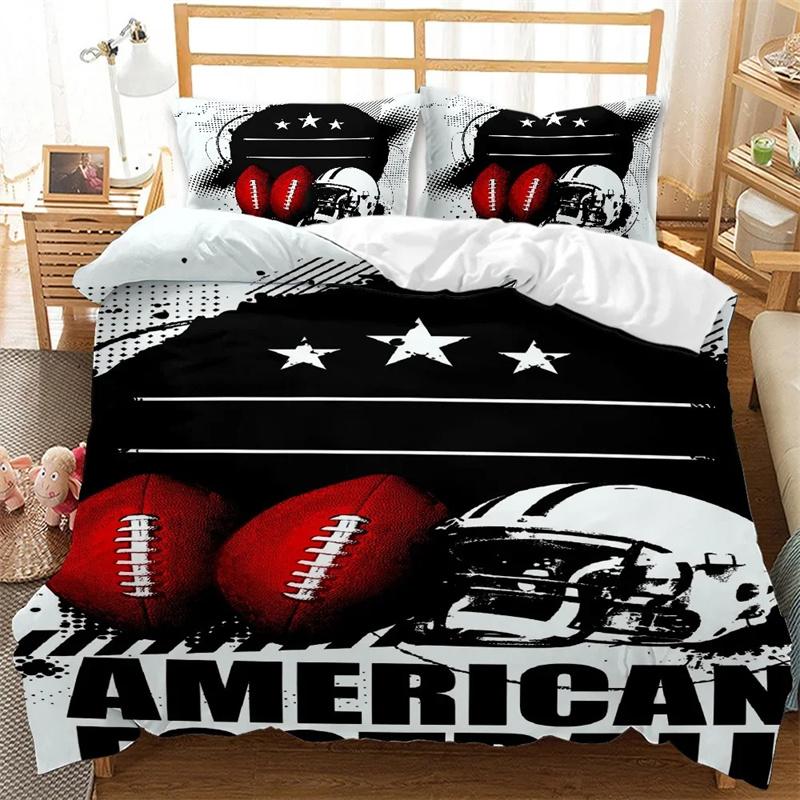 Rugby Sports Duvet Cover Set American Football Bedding Queen Size Polyester Comforter Cover Sports Themed Quilt