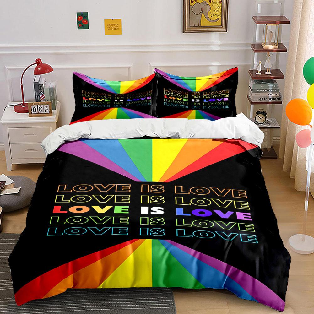 Rainbow rays and text. Bedding sets Duvet cover sets Duvet covers Pillowcases(1 * Duvet Cover 2 * Pillowcases without duvet insert)