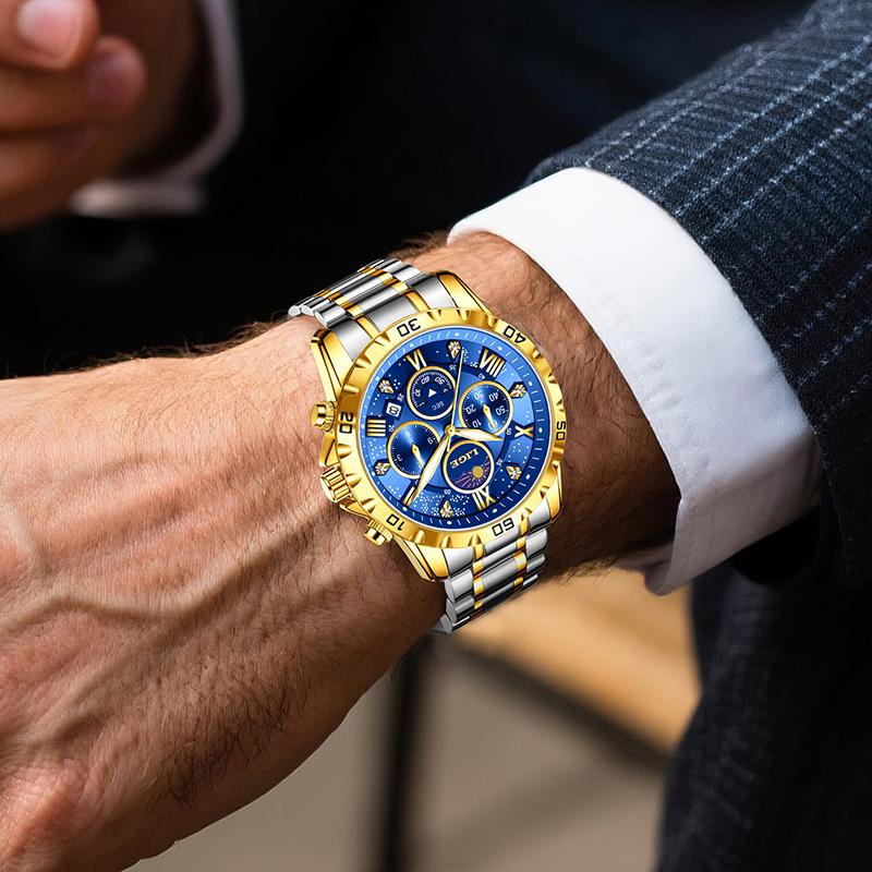 LIGE Top Brand Luxury Watches Men Fashion Multifunction Quartz Wristwatches 30M Waterproof Luminous Steel Mens Watch Reloj