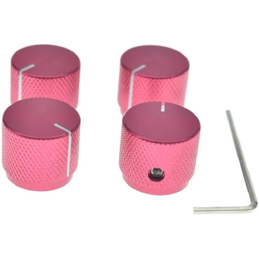 4-Pack 20mm Diam. Set Screw Style Aluminium Potentiometer Knobs 1/4" Universal Pot Control Knobs with Indicator for Guitar/Bass/AMP Amplifier Silver