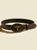 American retro western style belt, old bull head carved buckle belt, street denim wear decorative belt