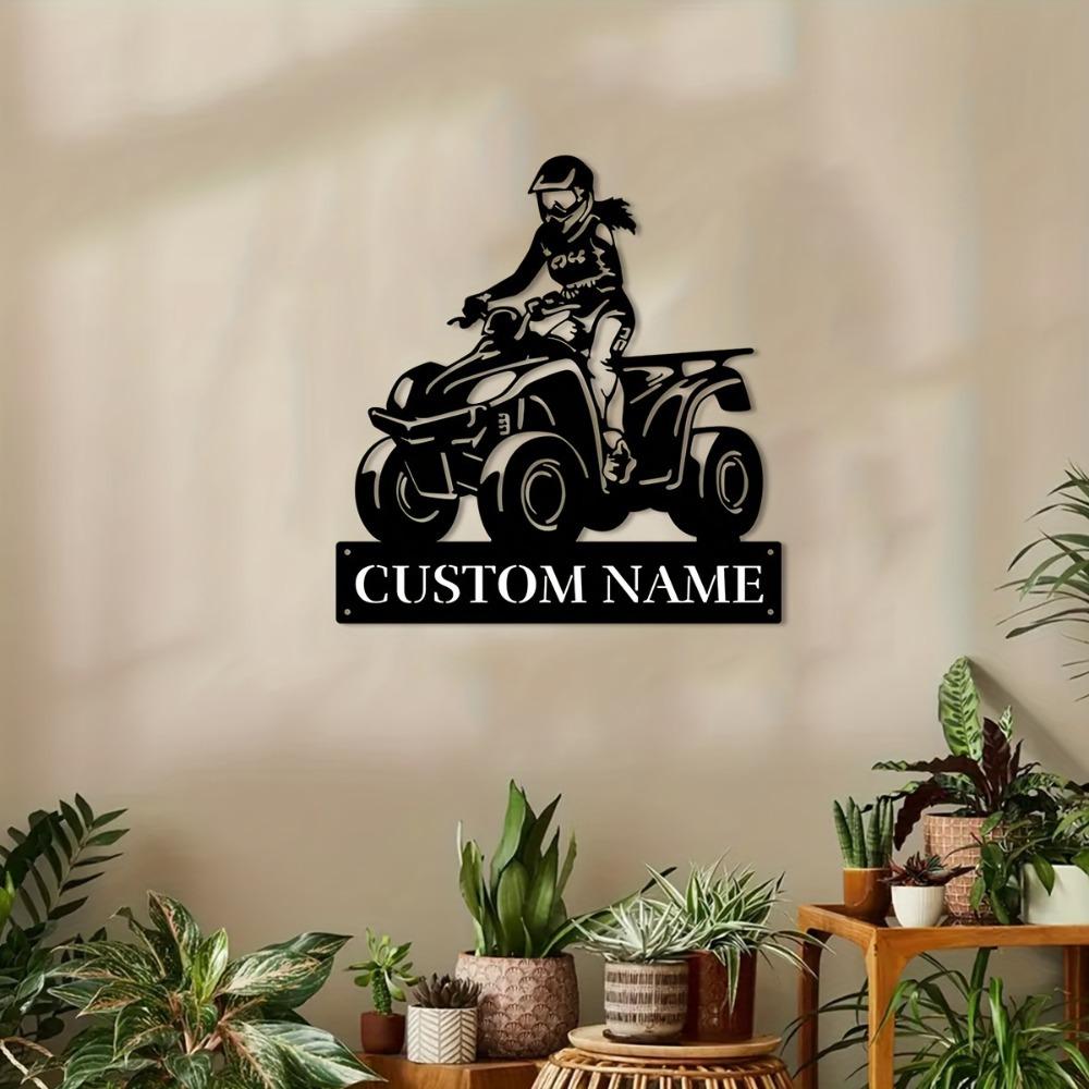 1pc Custom Lass On Quad Bike Metal Wall Art, Personalized Rustic Sign for Home, Lounge, Office, Veranda, Deck, Gift