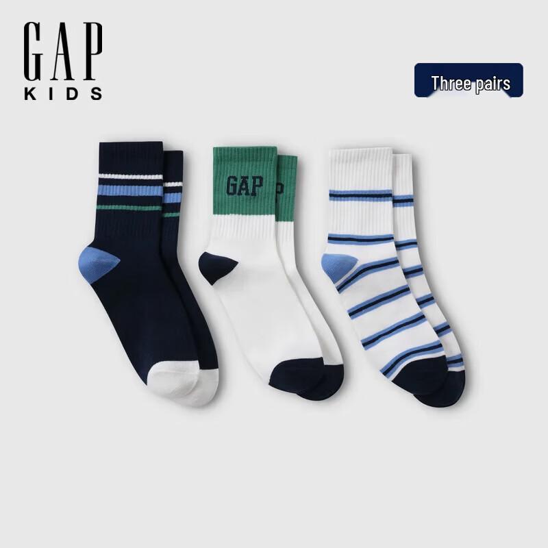 

GAP Boys Logo Knit Mid-Calf Socks (3-Pack) L/XL