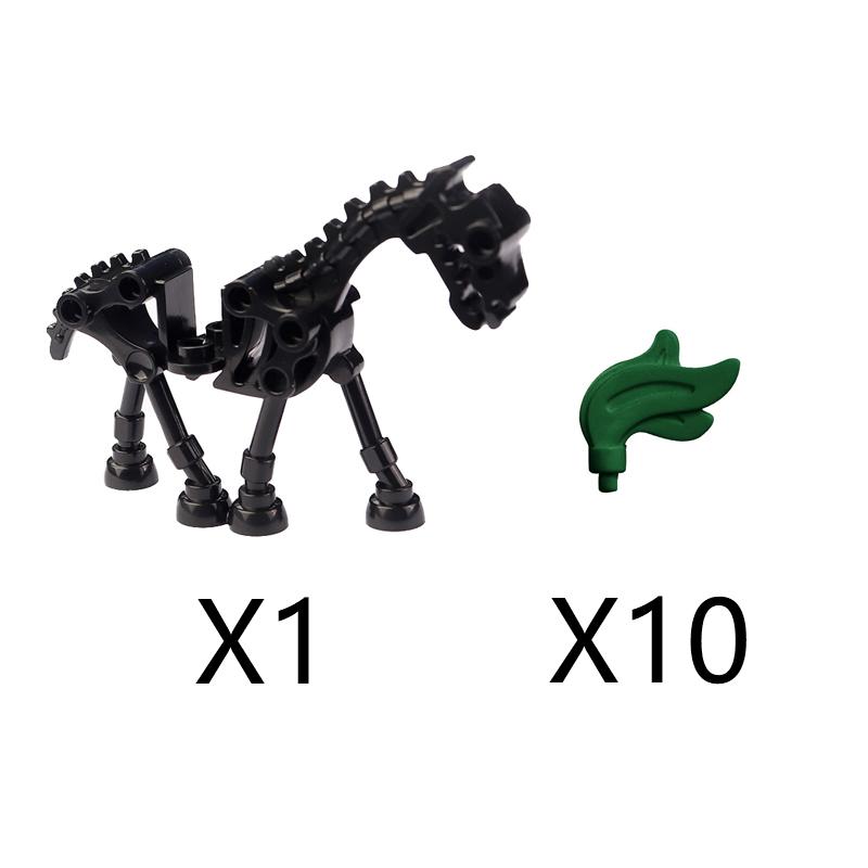 Halloween Decorative MOC Building Blocks Pumpkin Carriage Tombstone Skeleton Flame Horse Accessories Elf House Bricks Toys Gifts