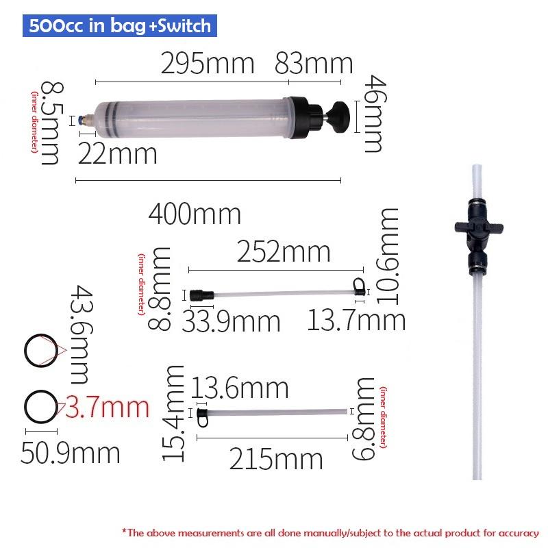 Car Oil Fluid Extractor Filling Syringe Auto Oil Change Syringe with Hose Manual Fuel Fluid Oil Change Evacuator Pump