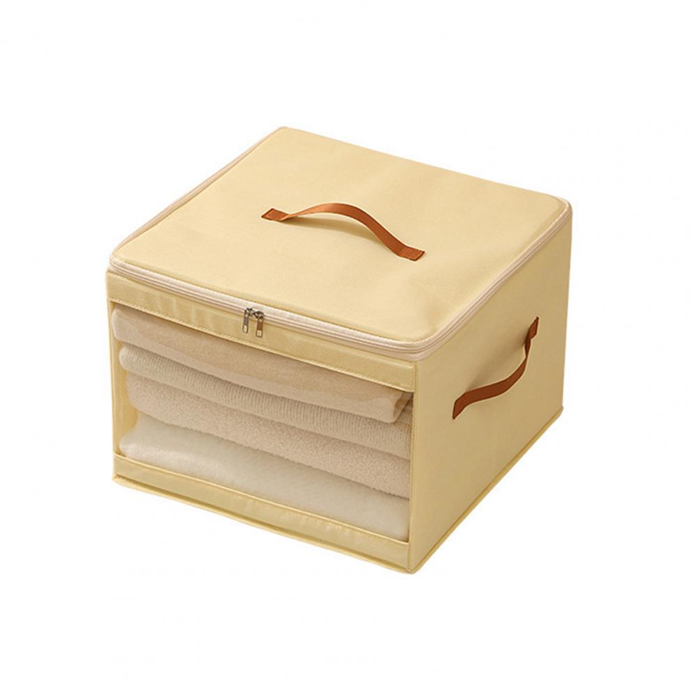Foldable Clothing Storage Box with Clear Window Reinforced Handles Zippered Comforter Storage Bag for Quilt Clothing