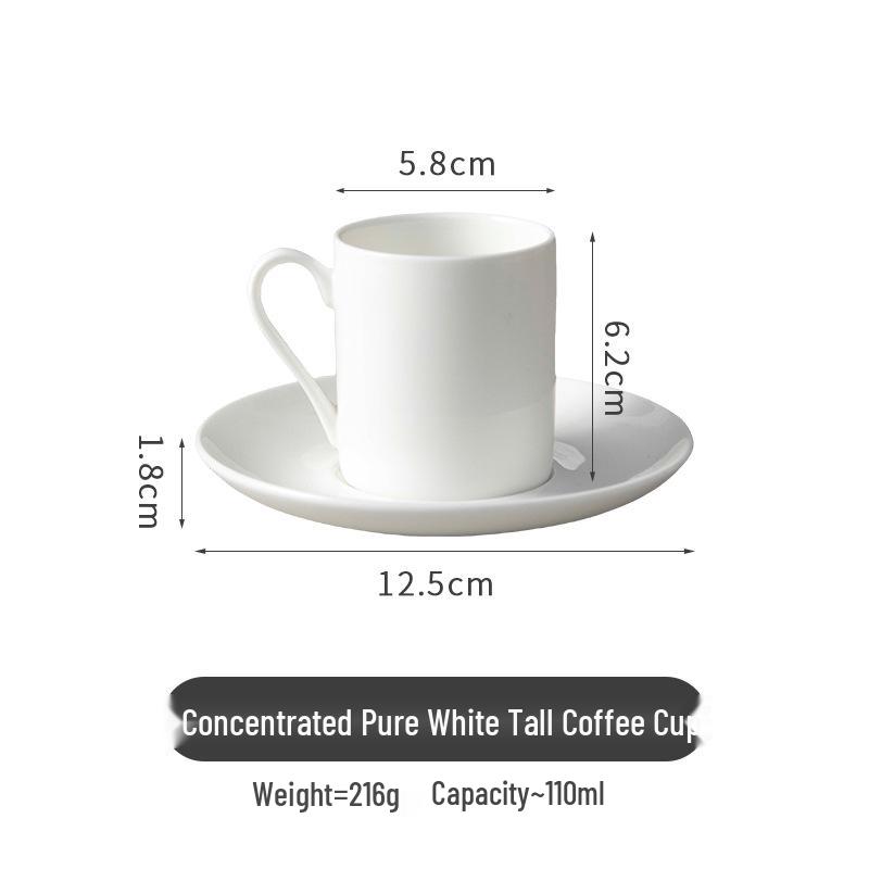 Pure White Bone China Espresso Cup & Saucer with Gold Rim, 80ml