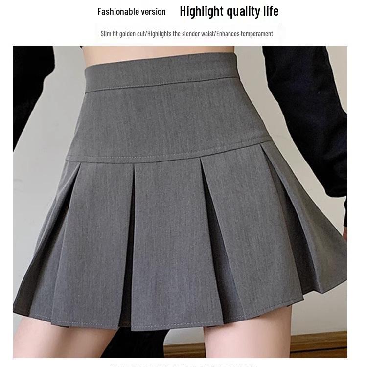 Autumn 2026 Korean Style High-Waisted Pleated A-Line Skirt