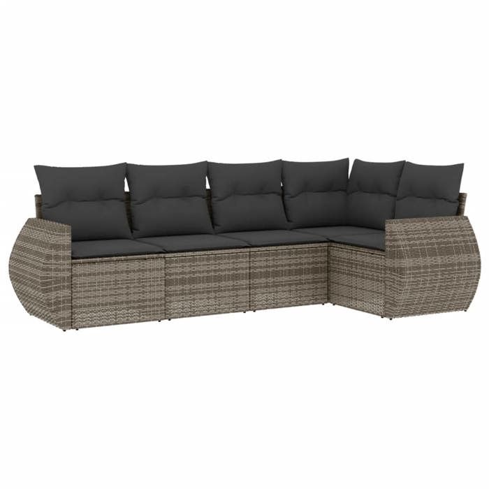 VidaXL Garden Lounge Set with Cushions 5 Pcs, Patio Sofas, Patio Furniture Set, Outdoor Furniture, Grey 3221329