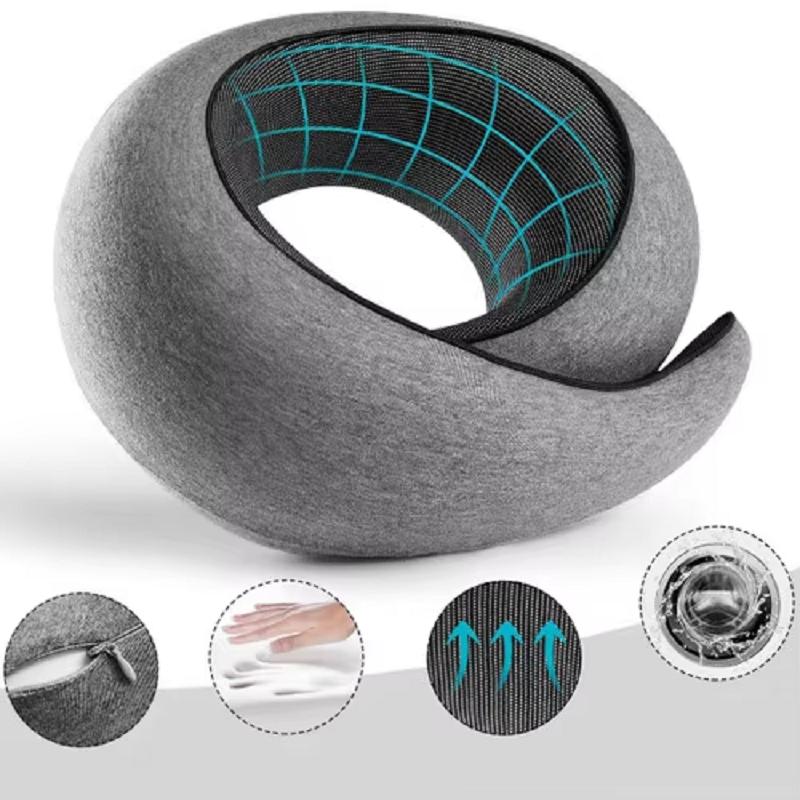 Travel Neck Pillow Memory Foam U-shaped Pillow Snail Style Travel Neck Support Portable Adjustable Soft Noon Break Sleep Pillows