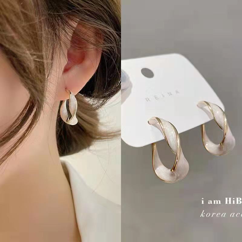 

Lavender Purple Earrings for Woman Metal Gold Color Twisted Art Line Purple Stud Earrings Fashion Zircon Gifts 2023 Wholesale білий
