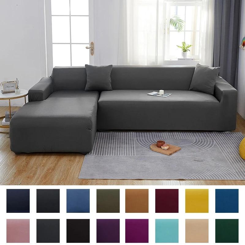 Housses de canapé de couleur unie pour salon, en Spandex, élastiques, modernes, tout compris, housse de chaise, protection de meubles