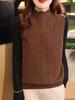 Women's High Neck Wool Knit Sleeveless Vest - Casual Loose Fit for Spring & Autumn