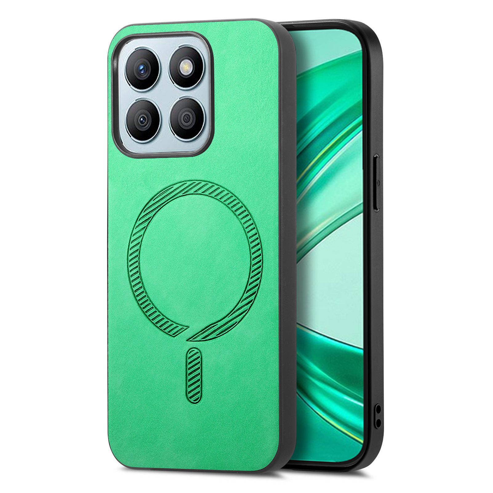 

For Honor X8b 4G Leather Back Case Compatible with MagSafe Skin-touch Phone Cover Green