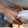 Fashion Letter Good Luck Letter Square Crystal Stainless Steel Opening Couple Rings for Women Men Luxury Charm Finger Jewelry