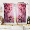 2pcs - Romantic Pink Printed curtains, appropriate used for home decoration in bedrooms and family rooms Durable Material