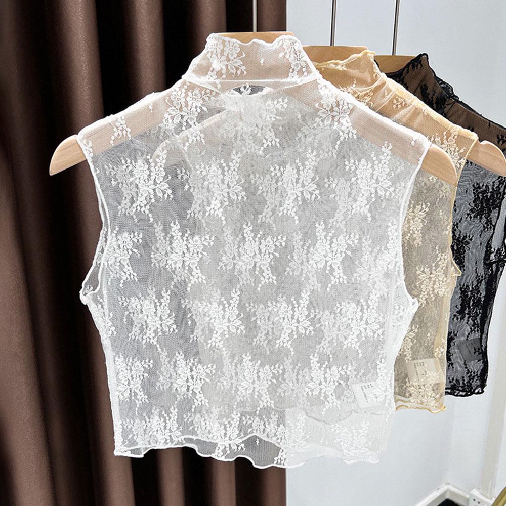

Fashion Lace Floral Fake Collar Detachable White Black Gauzy False Collar Removable Collar Slim Gauzy False Collar For Women Hot XL