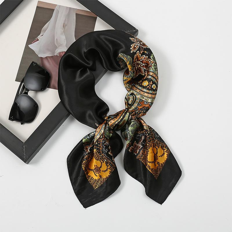 Spring And Summer Headscarf Imitation Satin 90 Satin Printing Cashew Flower Generous Silk Scarf Fashion Women S Shawl 90*90cm
