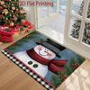 Farmhouse Snowman Rug Suitable for Non-Slip Machine Washable Entry Mat, Adhesive Backing Rectangular Floor Carpet with Snowman - Soft Suitable for Doo