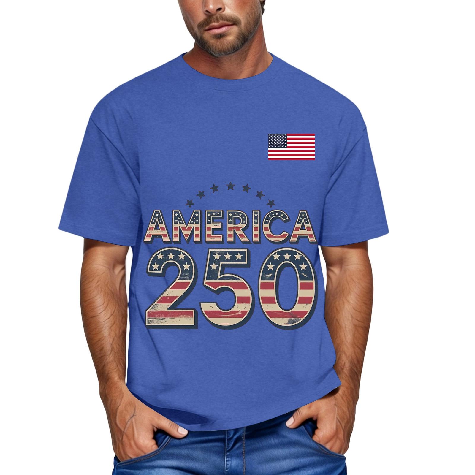 

Men s loose and casual flag letter print T-shirt short-sleeved top XL