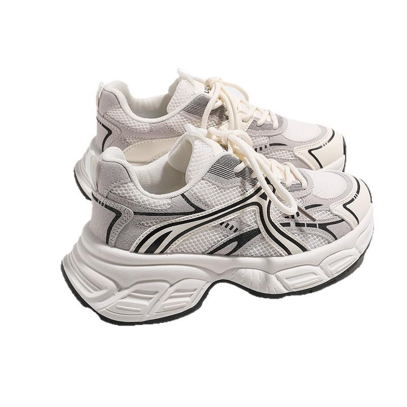 Global thick-soled rice gray dad shoes women's KMXAX8270 summer new heightening breathable casual sports shoes women