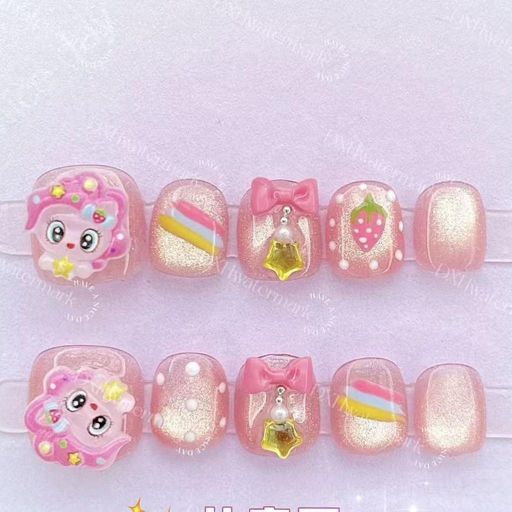 Kids' 3D Bow Little Pony Handmade Wearable Nail Stickers