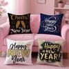 Holiday New Year'S Day Cushion Cover Cushion Cover Set 4Pcs 50X50 45X45 40X40 Pillowcase Decorative Sofa Home Decor