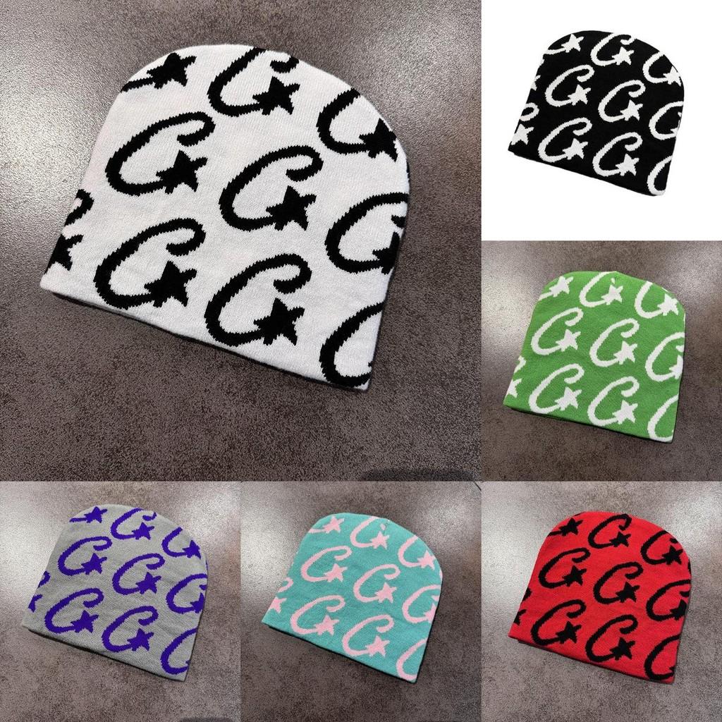 Trendy Knit Hat With Star Print Embroidery Design For Cold Weather Accessory