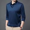 Spring and Autumn New Style Middle-aged Thin Fake Two-piece Men's Lapel Solid Color Long-sleeved T-shirt Men's Loose Top Dad Wear