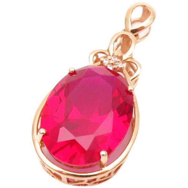Exquisite Russian Purple Gold Plated Rose Gold Egg Surface Shining Red Stone Colored Gold Pendant Fashionable Simple Luxury Necklace