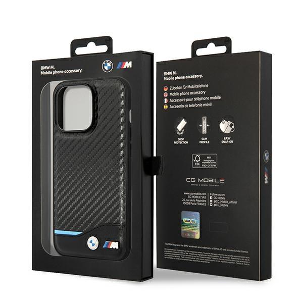 Etui do iPhone 14 Pro BMW Leather Carbon Czarne