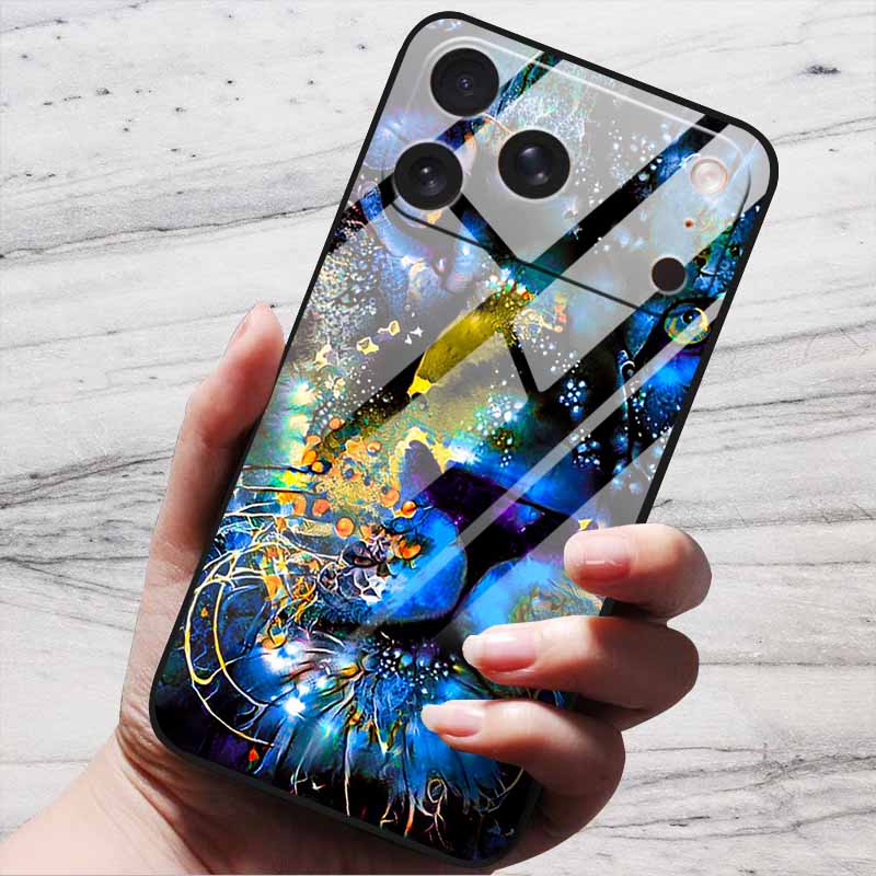 Cute Case For iPhone 17 Pro Plus Capa 17 Pro Max Bumper Luxury Tempered Glass Hard Back Cover iPhone17 Air Funda Animal Patterns