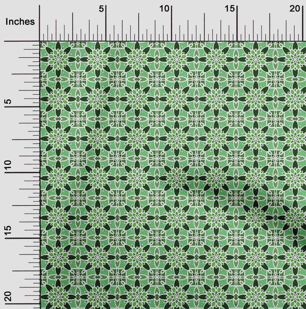 oneOone Cotton Poplin Green Fabric Arabic Moroccan Dress Material Fabric Print Fabric By The Yard 42 Inch