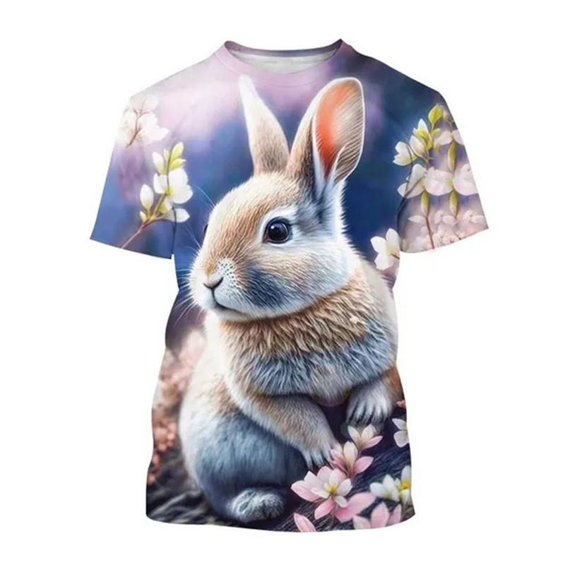Funny Rabbit 3D Printed T-Shirts Men Women Casual Fashion Streetwear Oversized Short Sleeve T Shirt Kids Tees Tops Man Clothing