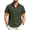 Alimens & Gentle Men's Linen Shirt Short Sleeve Button Up Shirt Wrinkle Free Casual Vacation Beach Summer