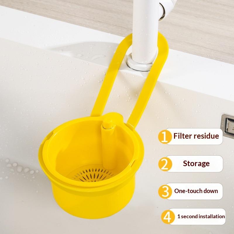 2 In1 Sink Drain Basket Faucet Hanging Filter Bag Adjustable Automatic Basket Sink Sponge Rack Kitchen Waste Collector