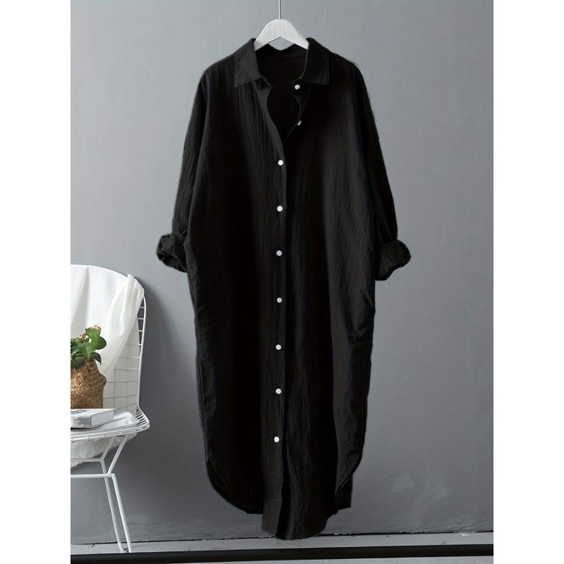 Camicia da donna taglia forte primaverile e autunnale con protezione solare, camicia a taschino media lunga casual ampia