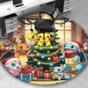 1pc Christmas Pikachu & Friends Round Carpet - Anime Design, Holiday Gift, Office Chair Mat, Non-Slip Rug for Home Decor, Living Room