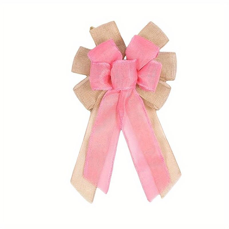 Красочный многослойный бант из мешковины летний венок декоративное подвесное домашнее украшение Summer Pink Bow
