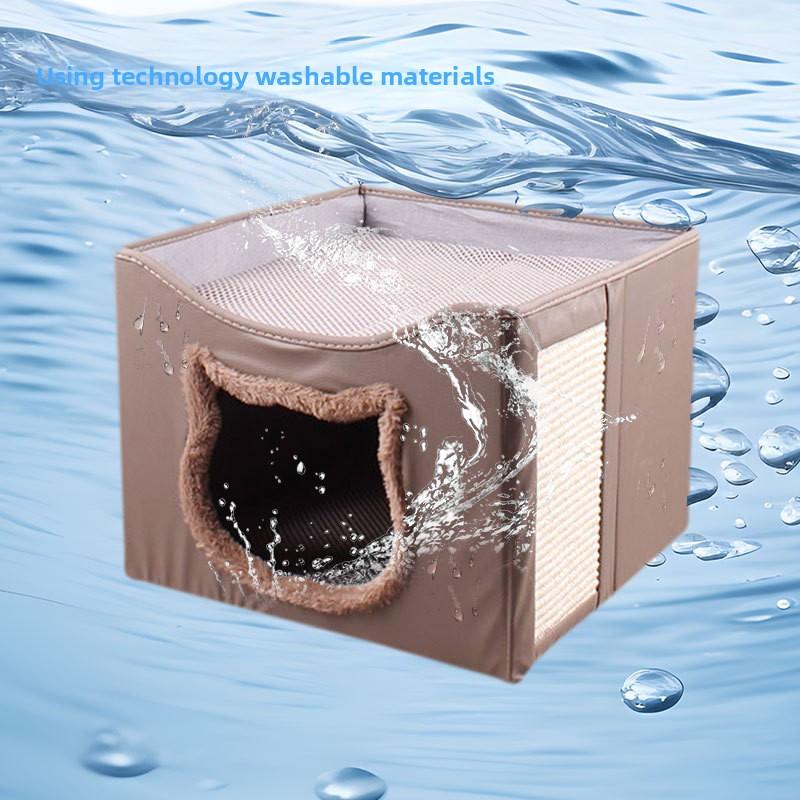 New Pet Double-layer Cat Bed Indoor Foldable and Scratch Resistant Technology Fabric Washable and Breathable Material