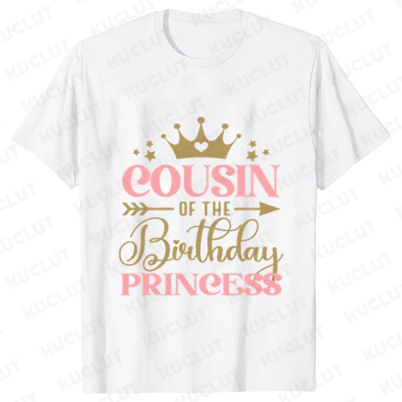Birthday Princess Girls Party T-shirt Family Gathering Matching Sibling Tees White Unisex Kids Clothing Crown Graphic Y2k Tops