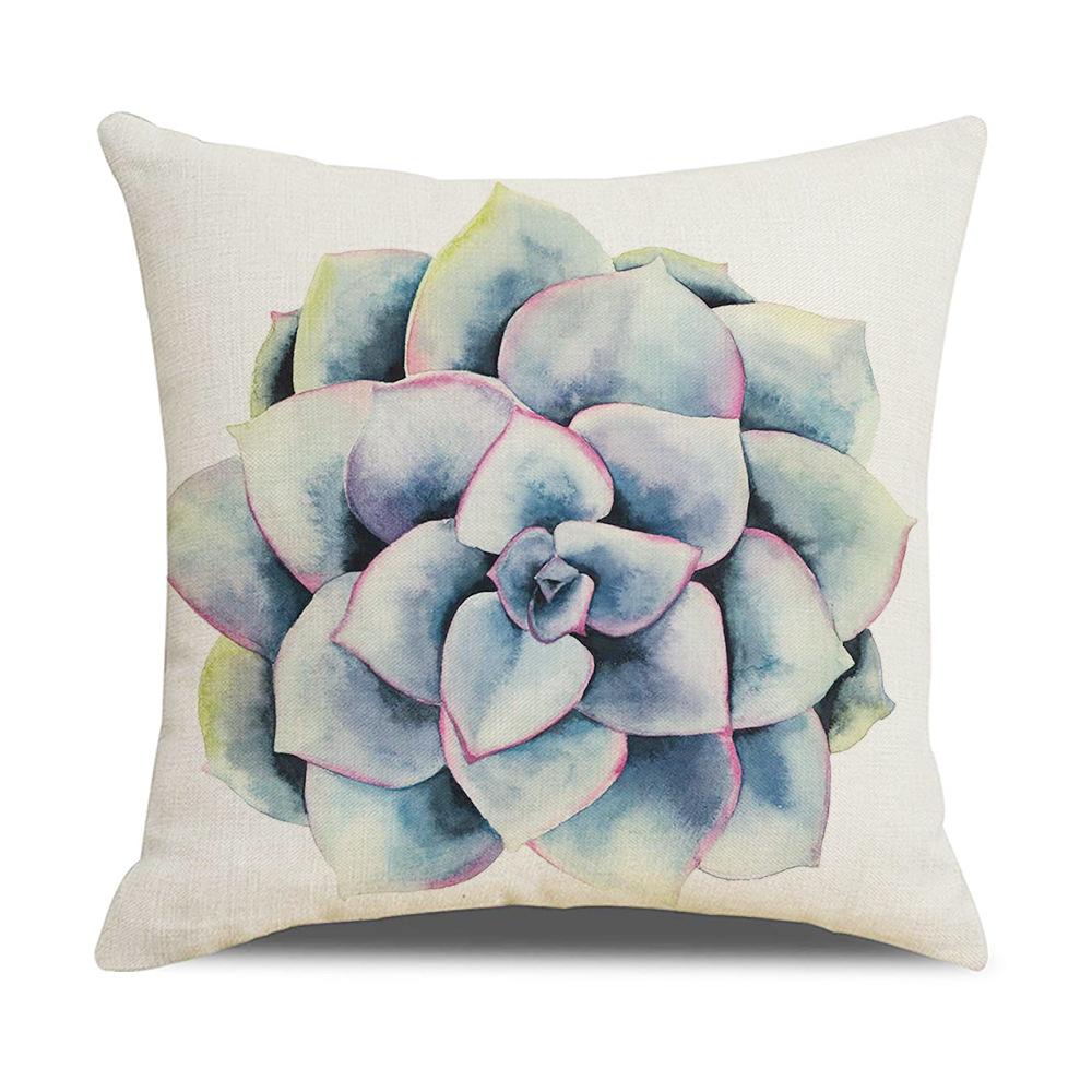 Nordic New Home Simple Plant Flower Series Linen Pillow Cover Square Sofa Cushion Cover
