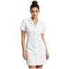 Donna Adulti Ospedale Infermiera Abito Scrub S-XXL - Colletto a Revers Manica Corta Abbottonatura Frontale Tinta Unita Camice da Laboratorio Uniforme