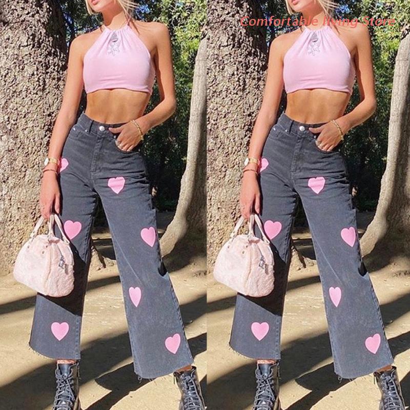 Buy Women High Waist Jeans Harajuku 