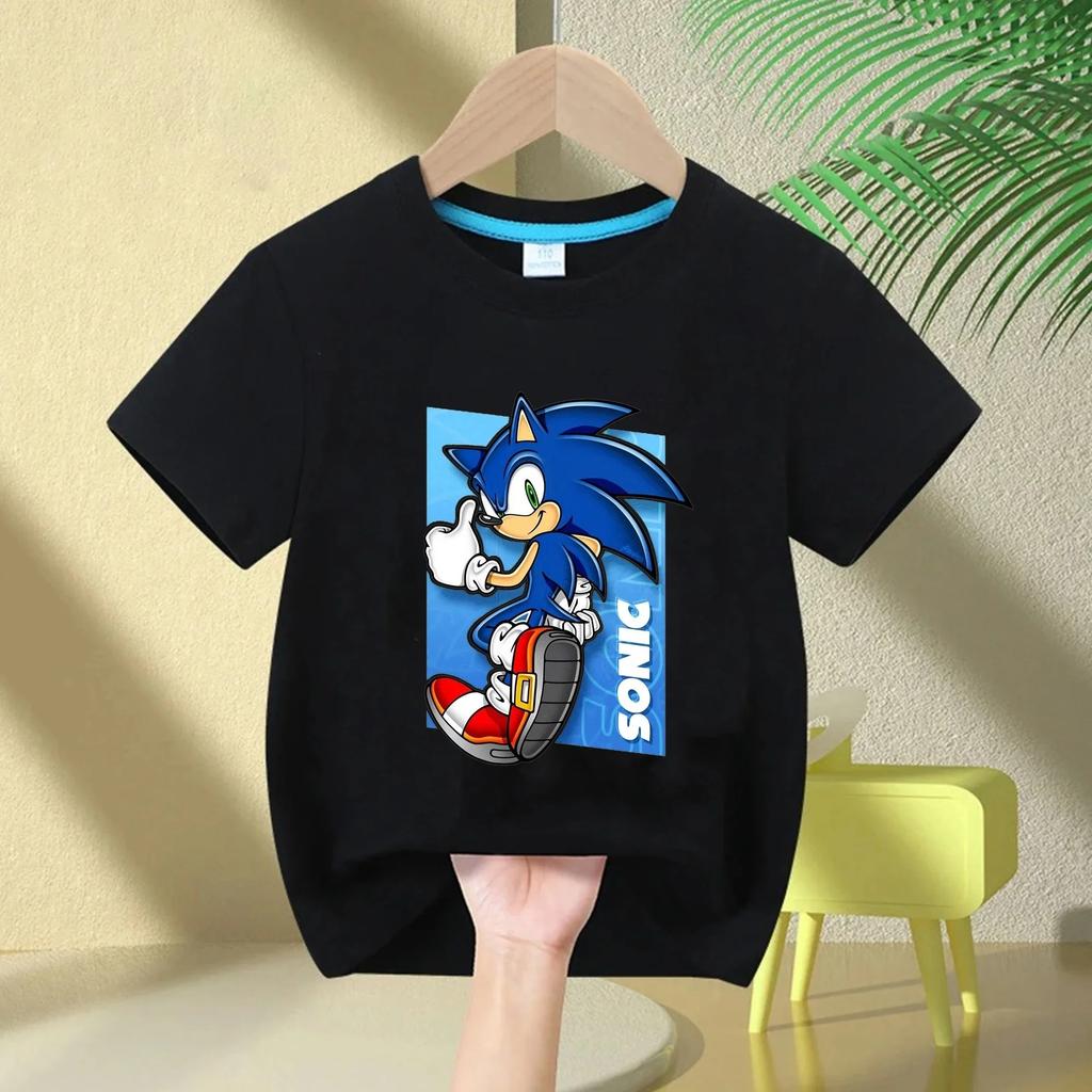 Sonic The Hedgehog Kids T-Shirt Anime Print Cotton Short Sleeve Boy Girl Summer Casual Top Gift