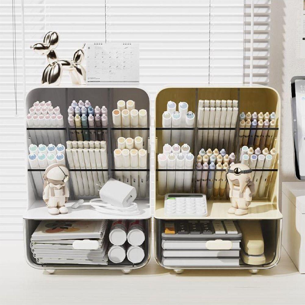 Household Pencil Holder Large Capacity Desktop Storage Drawers Desk Organizer Box  Students