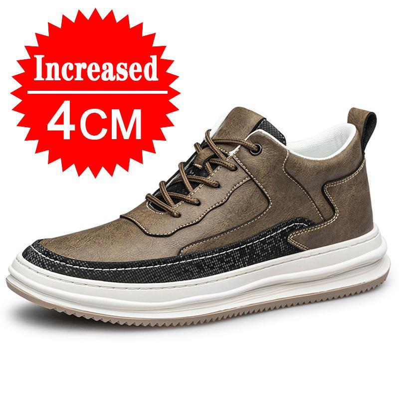 Scarpe da ginnastica da uomo con rialzo, scarpe con rialzo per uomo, solette da 8 cm, casual, in vera pelle, sportive, con rialzo, scarpe alte