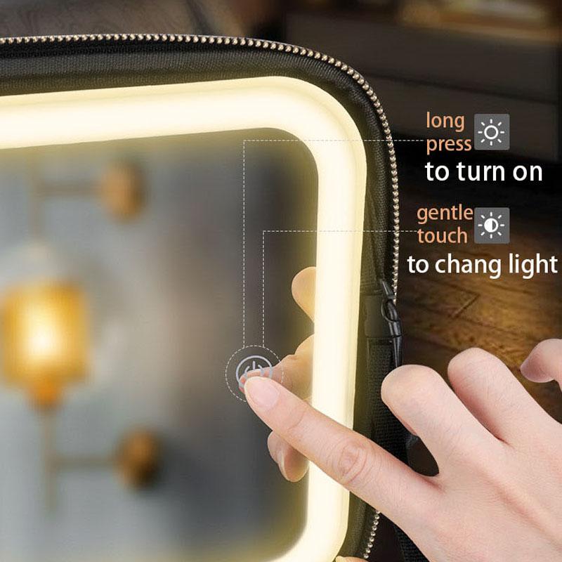 Portable LED Large Makeup Box Travel Cosmetic Case Lady Water Resistant Durable Zipper Custom Logo Detachable Jewelry Box